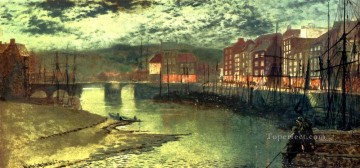 ウィットビー・ドックスの街の風景 ジョン・アトキンソン・グリムショー Oil Paintings